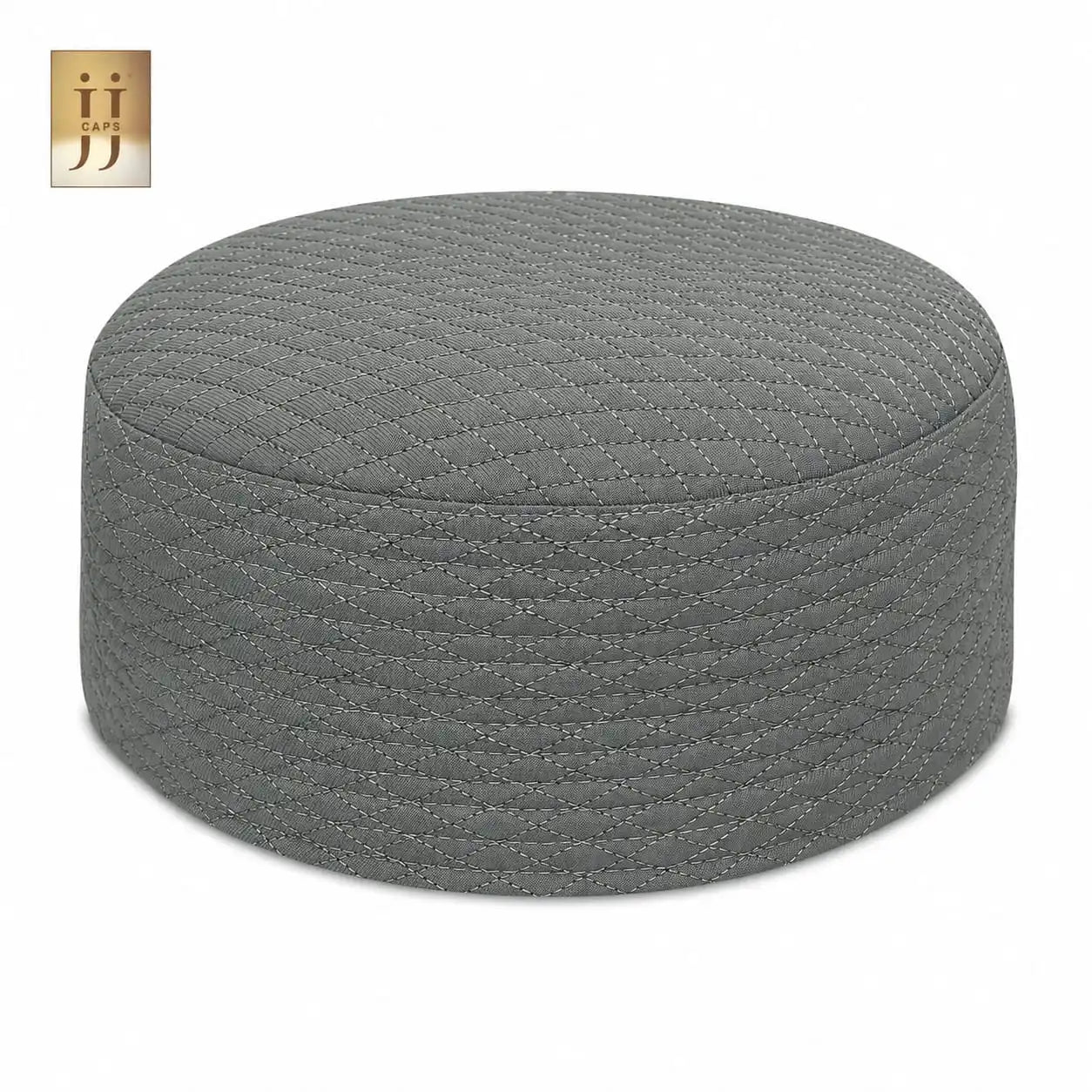 Premium Reversible Light Gray Al-Khalil & White Faris Kufi Cap | JJ Caps®