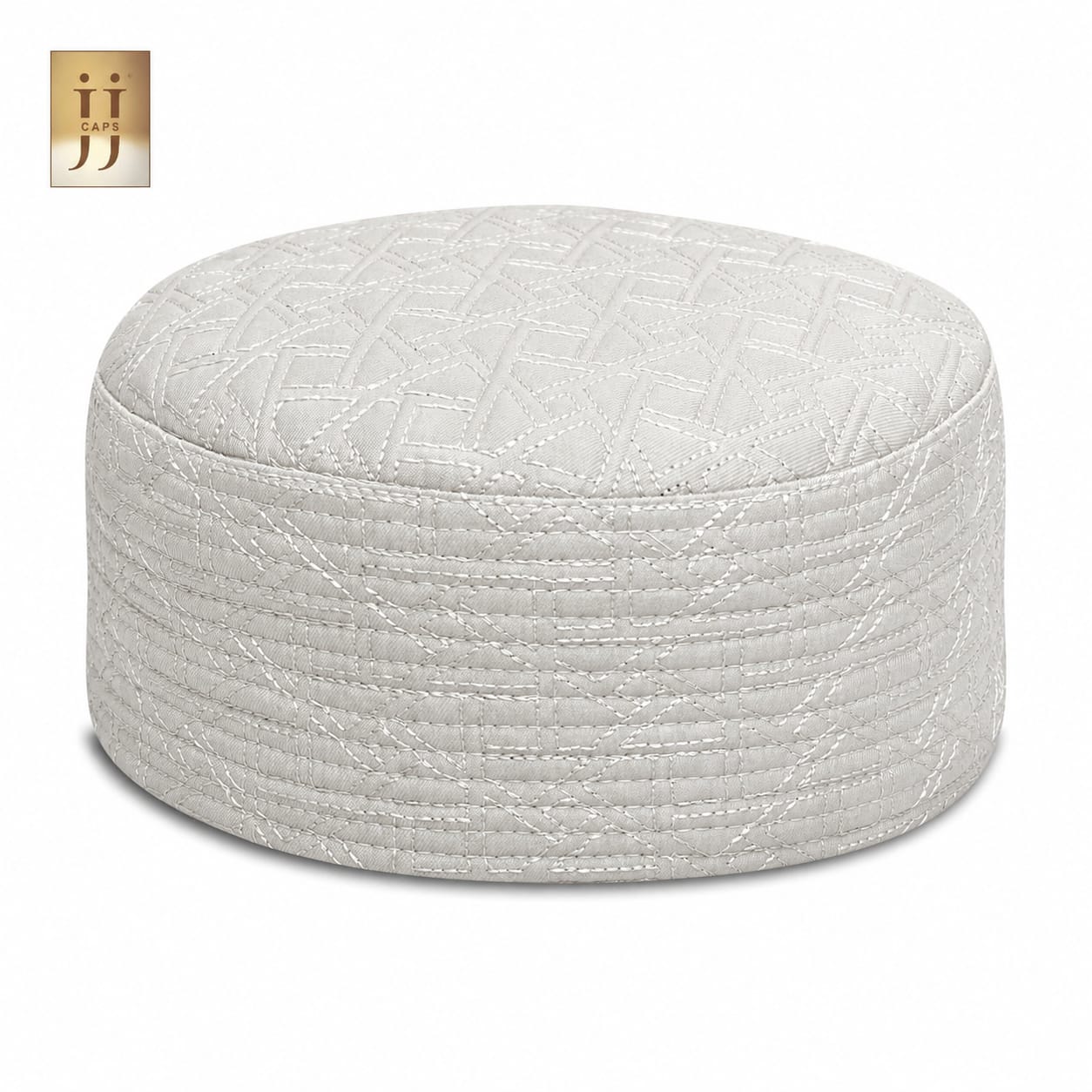 Dual-Style Ivory Riyad & Gray Safah Kufi Cap | JJ Caps®