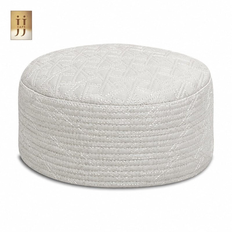 Dual-Style Ivory Riyad & Gray Safah Kufi Cap | JJ Caps®