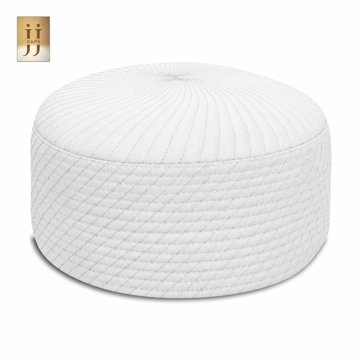 Reversible Light White Siraj & Light Gray Uhud Premium Kufi Cap | JJ Caps®