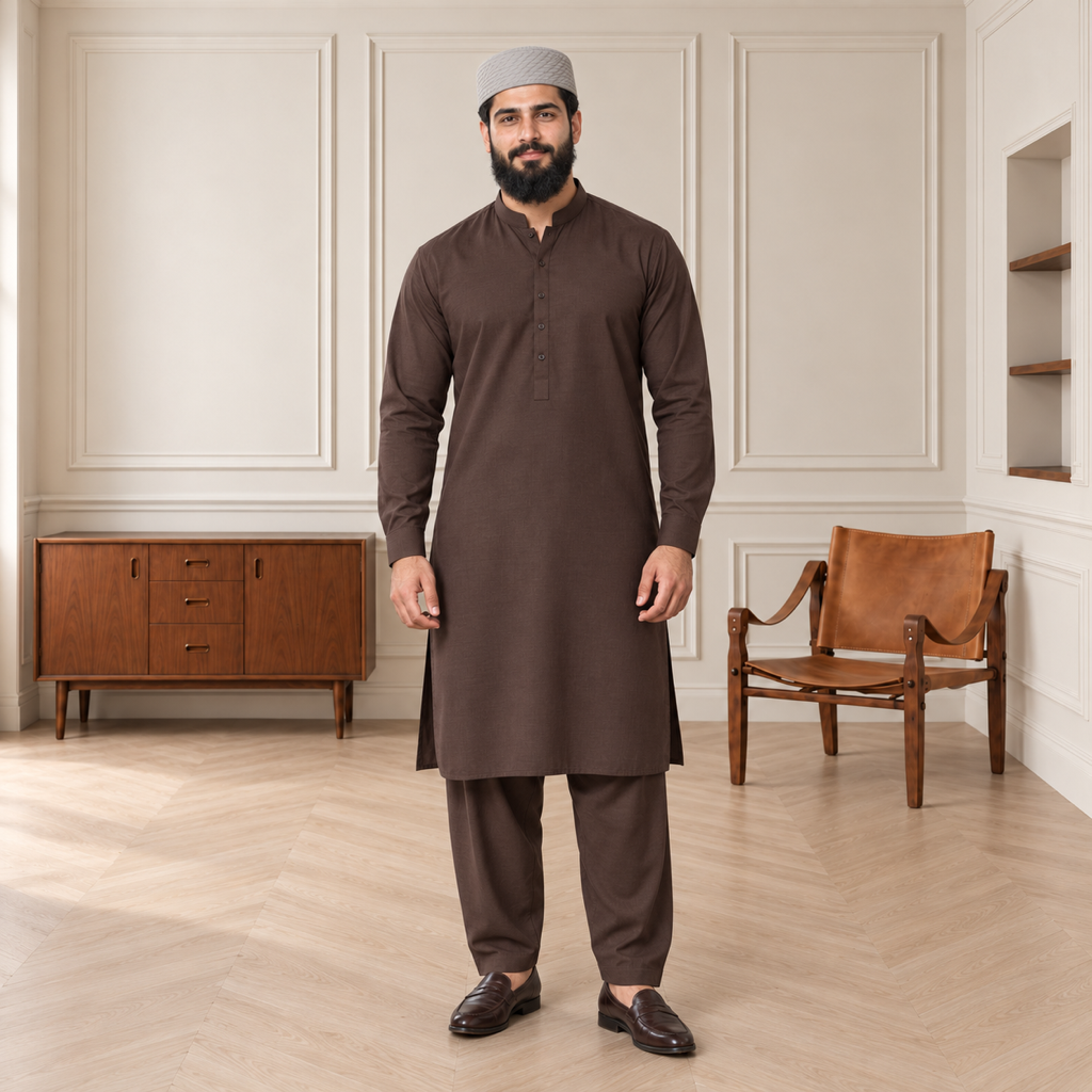 JJ Caps Light Gray Siraj reversible kufi — full-body studio view