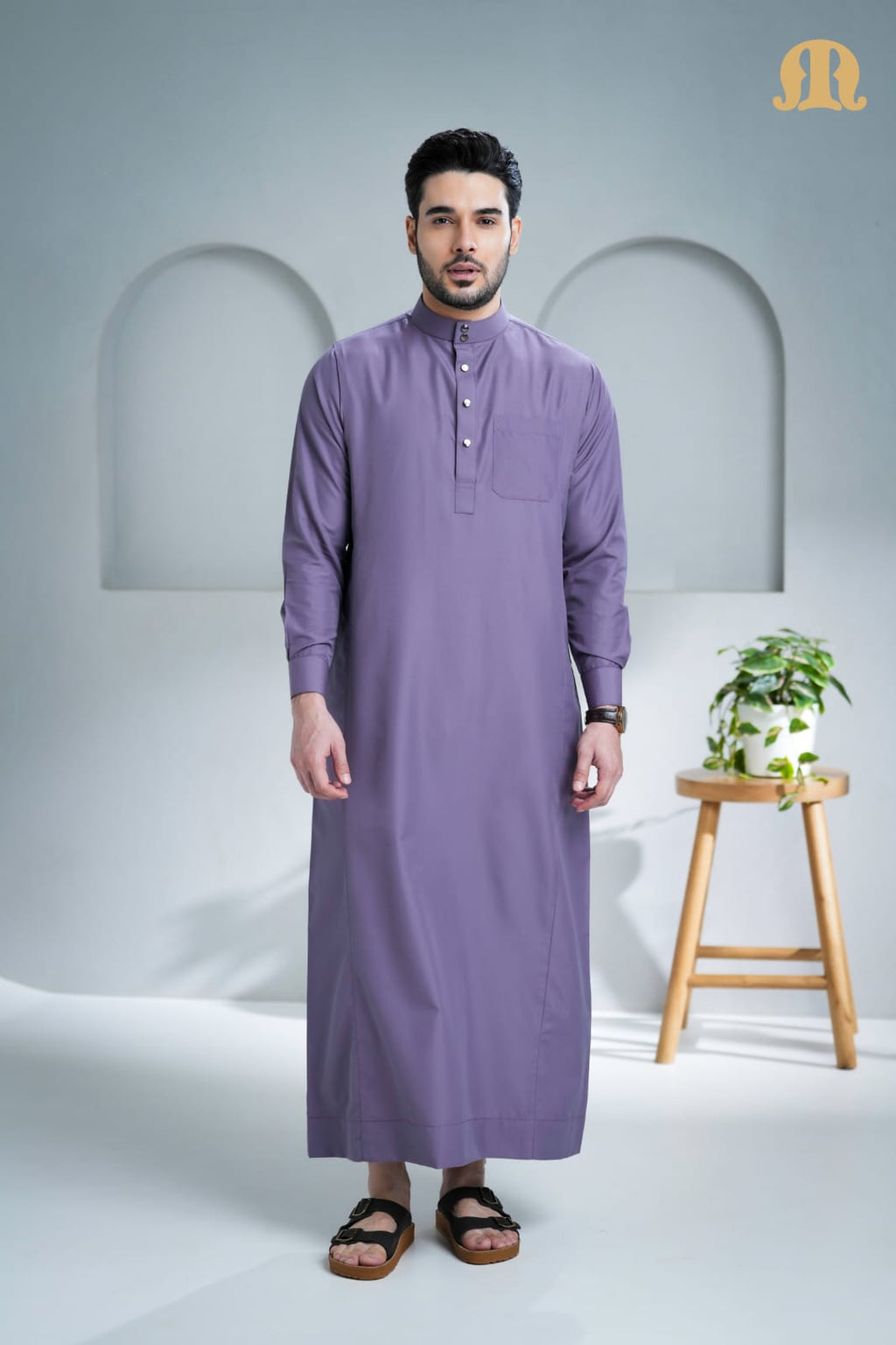 Front view of the Unicus Thobe Purple 2.0 for men by Mashroo.
