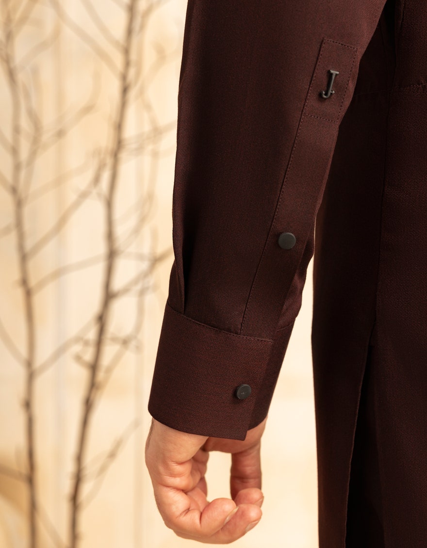 Maroon Blended Casual Kameez Shalwar by J. Junaid Jamshed - Premium Islamic Men's Wear