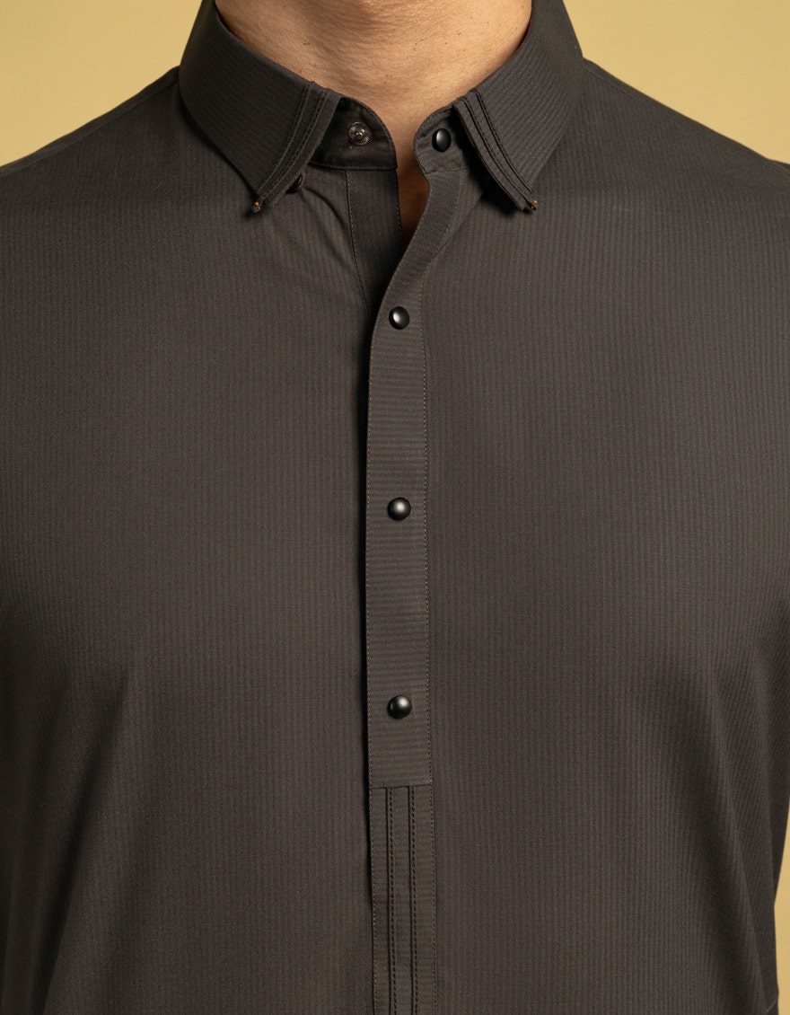 Grey Blended Kameez Shalwar - Elegant Islamic Fashion for Men by Junaid Jamshed