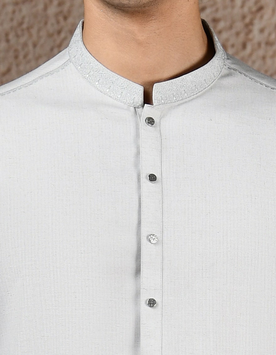 White Blended Kameez Shalwar - Elegant Islamic Fashion for Men by Junaid Jamshed