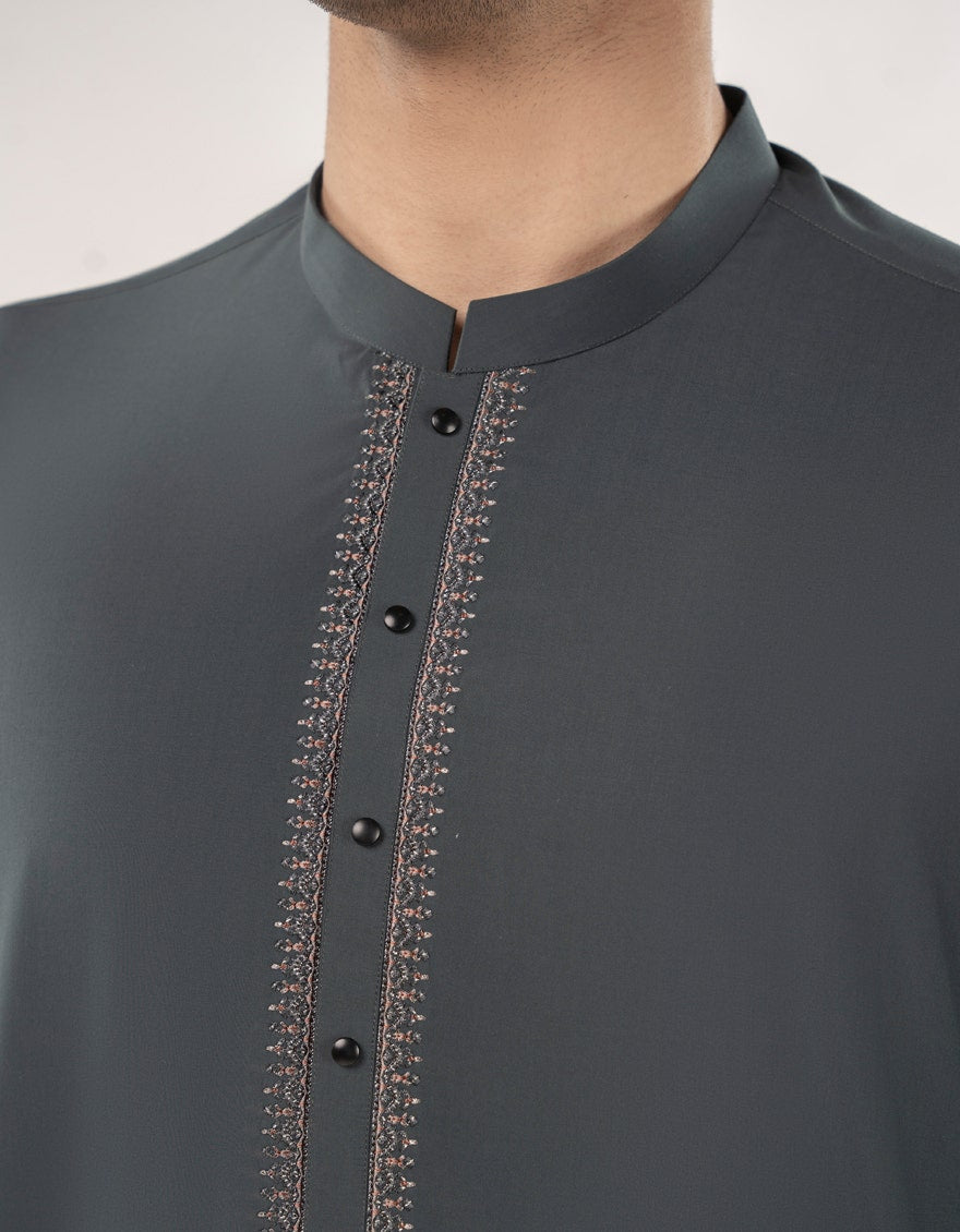Green Blended Kameez Shalwar - Elegant Islamic Fashion for Men by Junaid Jamshed