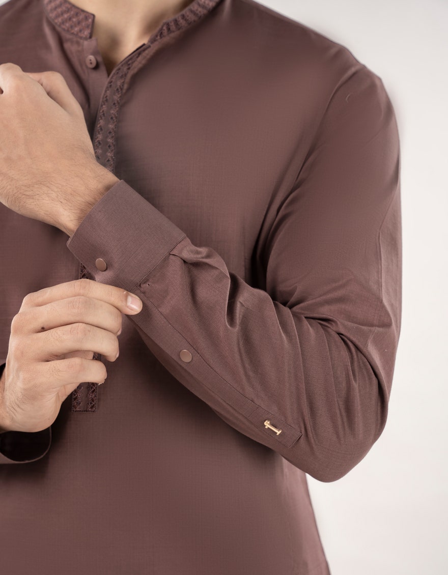 Premium Brown Traditional Men's Kameez Shalwar - J. Junaid Jamshed Collection
