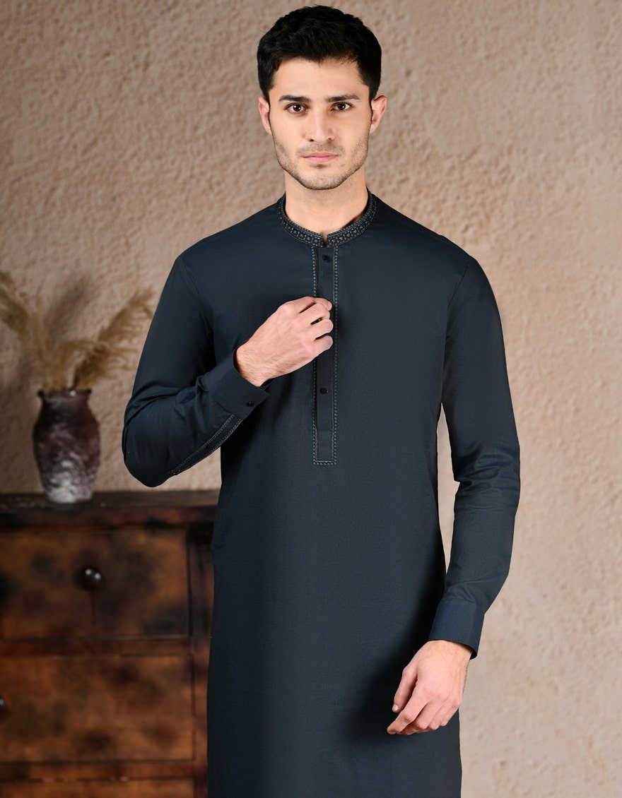 Premium Maroon Casual Men's Kameez Shalwar - J. Junaid Jamshed Collection