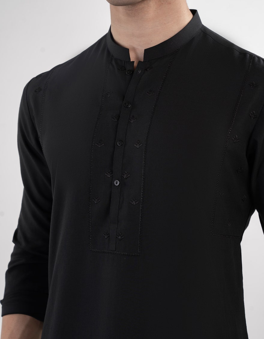 Premium Black Formal Men's Kameez Shalwar - J. Junaid Jamshed Collection