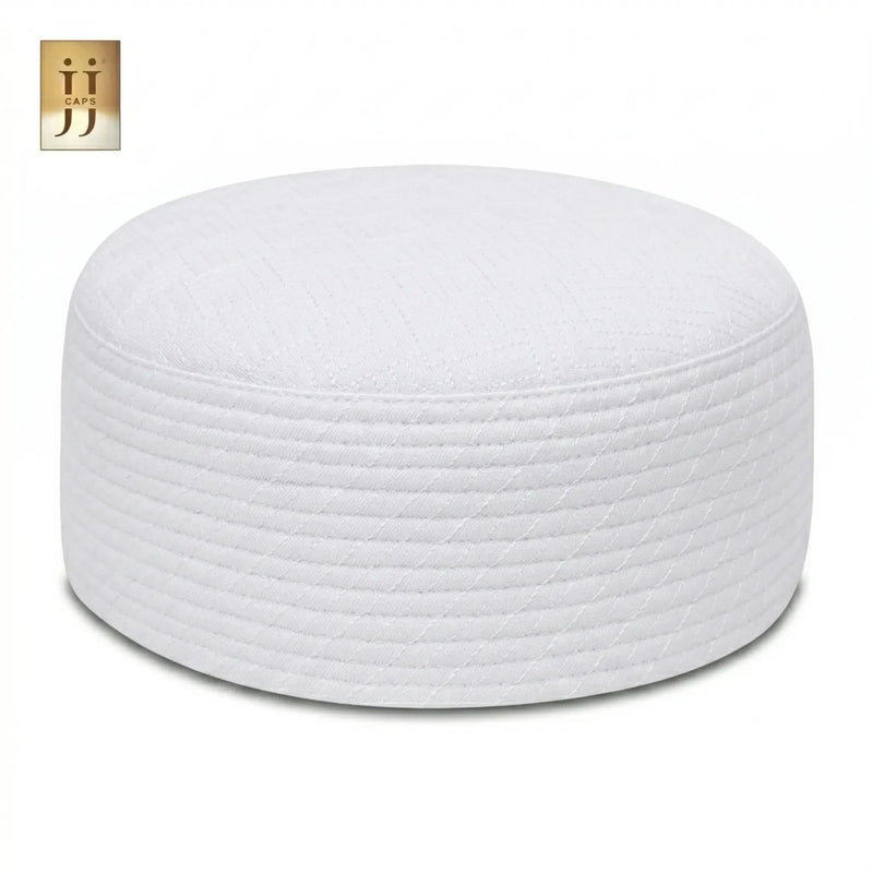 Reversible Light Gray & White Safah Premium Kufi Cap | JJ Caps®